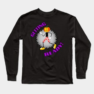 Funny Pumpkin Halloween Retro Rubberhose Cartoon Long Sleeve T-Shirt